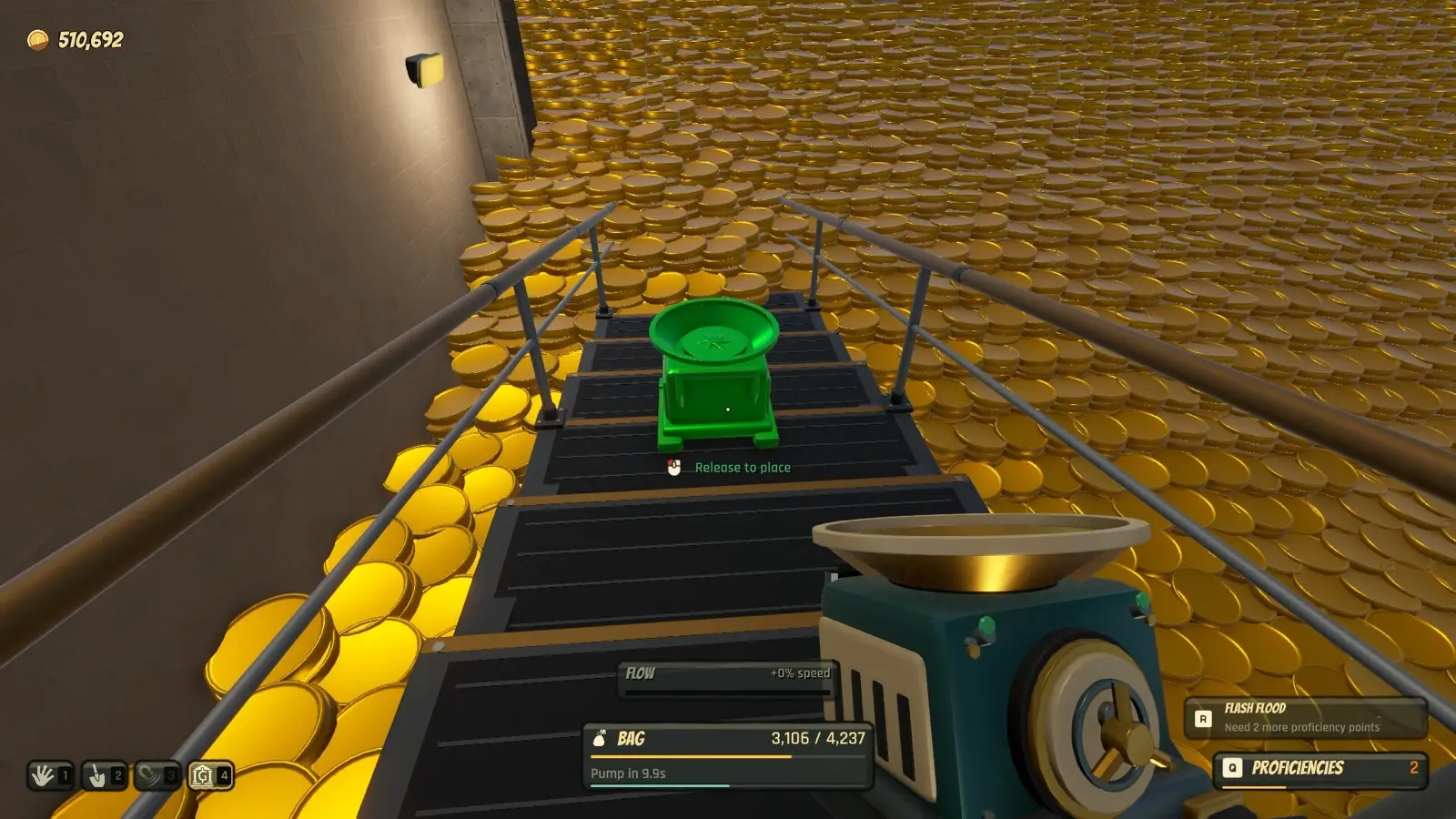 Green preview for placing a portable bank on the coin floor.